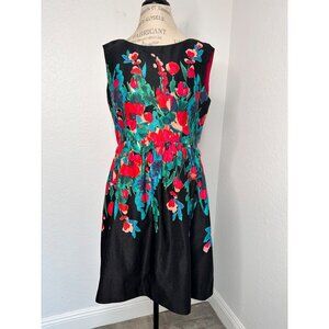 NWOT Eliza J Women's Black Floral Fit & Flare Sleeveless Dress  Size 10P